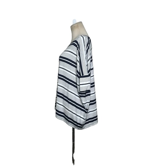 Glam off white navy blue short sleeves oversized knit top size small - Picture 7 of 11